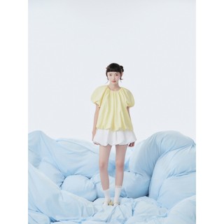 Áo bí babydoll OLV tay phồng dáng rộng dễ thương Cotton Puff Short Sleeve Top phù hợp đi chơi