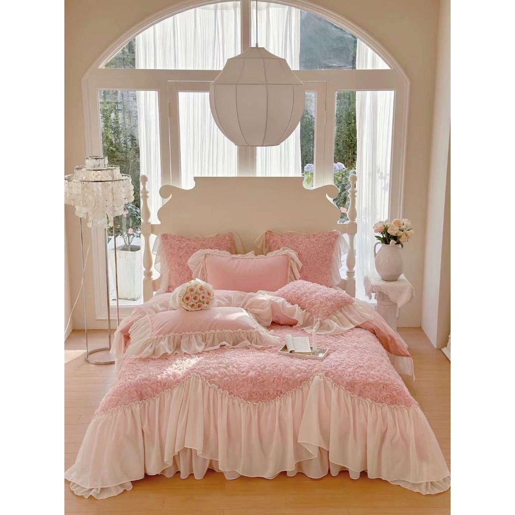 Bộ chăn ga gối lụa 80s mềm mướt MemMinbedding Luxury phong cách dành cho các nàng công chúa - (L4268)( BÁN CHẠY 3)