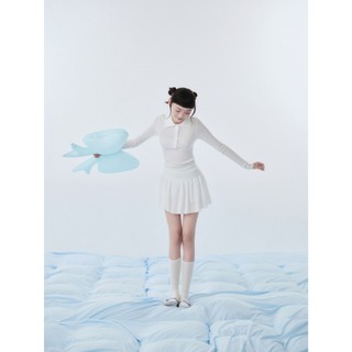 Set OLV áo và chân váy len polo dễ thương Ribbed Knit Heart Button Set phù hợp đi chơi