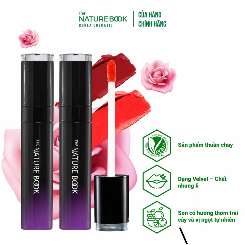 Son thuần chay The Nature Book Soft Velvet Tint Hàn Quốc thỏi 7ml