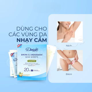 Miếng Wax Tẩy Lông Cao Cấp Dimples – Nhập Khẩu Anh – Cho Mặt, Nách, Bikini – 20 Miếng + 2 Kem Dưỡng