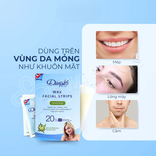Miếng Wax Tẩy Lông Cao Cấp Dimples – Nhập Khẩu Anh – Cho Mặt, Nách, Bikini – 20 Miếng + 2 Kem Dưỡng