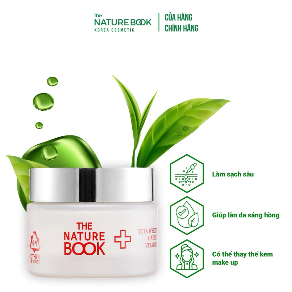 Kem Dưỡng Trắng Da, Kem Trang Điểm Vita White Nature Book Dưỡng Ẩm, Chống Lão Hoá Da Skincare 50g