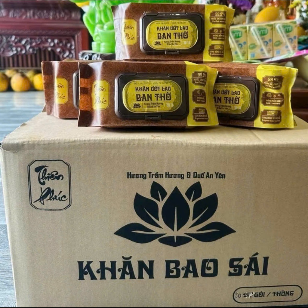 COMBO 5 Gói Khăn Lau Bao Sái Ban Thờ Thiên Phúc , HƯƠNG TRẦM - QUẾ AN TOÀN LÀNH TÍNH