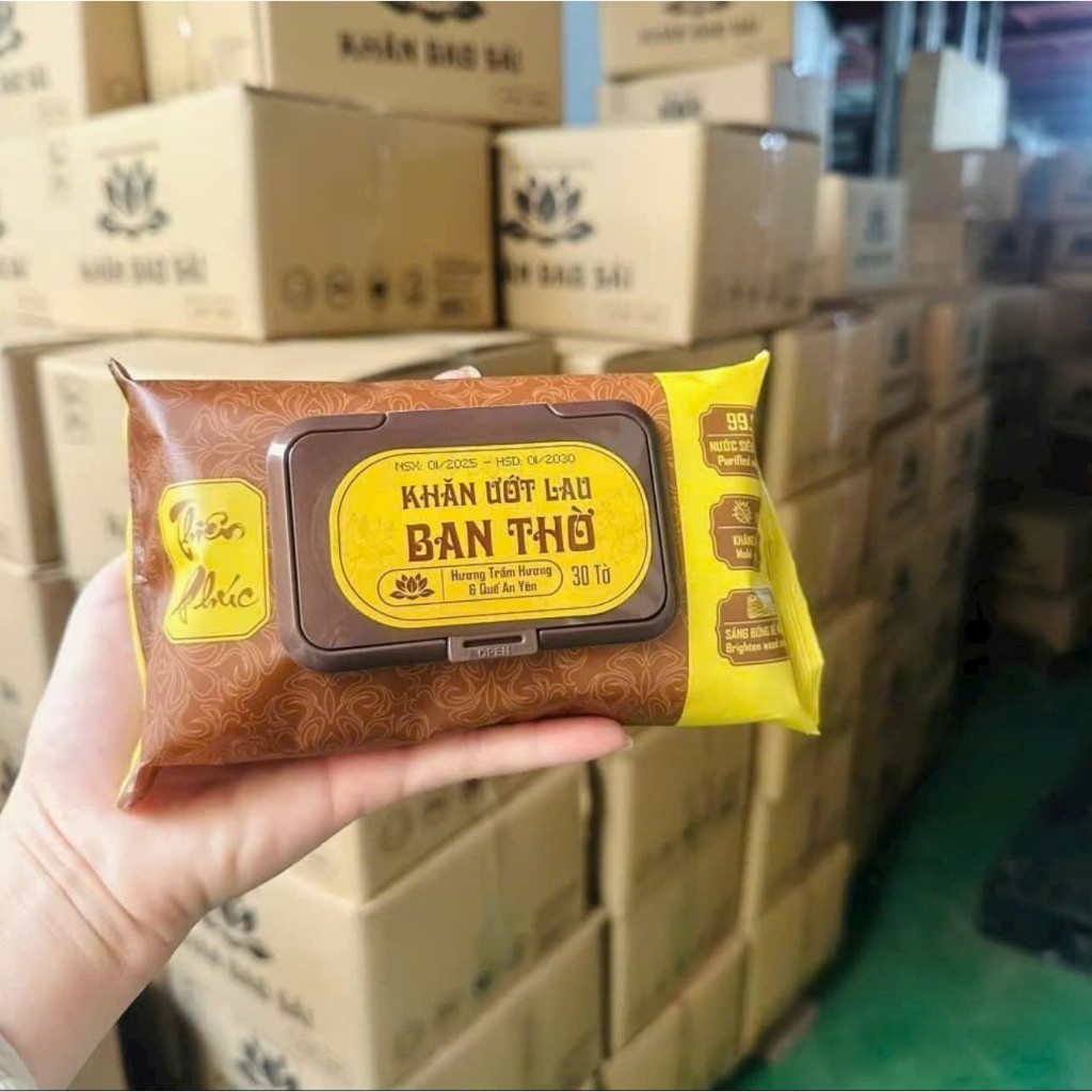 COMBO 5 Gói Khăn Lau Bao Sái Ban Thờ Thiên Phúc , HƯƠNG TRẦM - QUẾ AN TOÀN LÀNH TÍNH