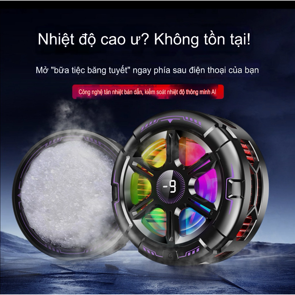 Quạt tản nhiệt sò lạnh K21 AI(15W)- TH shops- hỗ trợ làm mát điện thoại/máy tính bảng
