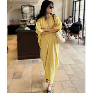 𝗗𝘂𝗻𝗻 𝗗𝗿𝗲𝘀𝘀 - |LY LINEN| - Đầm linen cổ V