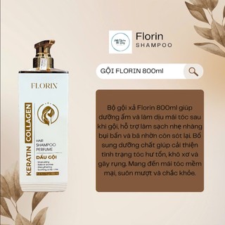Bộ dầu gội xả cao cấp Florin Coalgen Keratin 800ml – Dưỡng tóc mềm mượt, phục hồi hư tổn, hương nước hoa sang trọng thơm