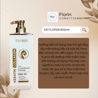 Bộ dầu gội xả cao cấp Florin Coalgen Keratin 800ml – Dưỡng tóc mềm mượt, phục hồi hư tổn, hương nước hoa sang trọng thơm