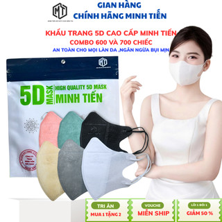(Tặng 20 Chiếc ) Thùng 600- 700 Chiếc Khẩu Trang CAO CẤP 5D MINH TIẾN 3 lớp ko mùi ko sổ lông