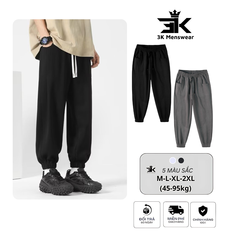 Quần Nỉ Nam, Quần Jogger Ống Rộng Thể Thao Chất Liệu Nỉ Cotton Sport Gym Tập Gym