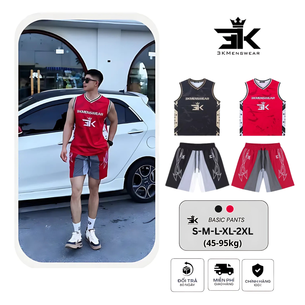 Đồ bộ nam ,Set quần áo thể thao tanktop 3KMENSWEAR thoáng mát, thấm hút mồ hôi