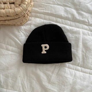 Mũ len trùm đầu kiểu dáng beanie hình chữ P ấm áp cho bé từ 3 tháng - 2 tuổi