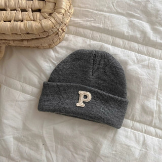 Mũ len trùm đầu kiểu dáng beanie hình chữ P ấm áp cho bé từ 3 tháng - 2 tuổi