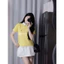 Áo len ngắn tay nữ cổ tròn dệt kim màu vàng, thêu ngựa, dáng trẻ trung dễ phối đồ Hàng Chuẩn Xịn