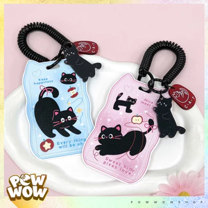 Bao Đựng Thẻ Nhân Viên Nhựa ABS Tai Mèo Phong Cách Nhân Vật Hoạt Hình Black Cat Mèo Đen Dream Pastel Cute