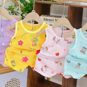 Bộ Ba Lỗ Tăm Lạnh 6 -16kg. Bộ ba lỗ bé trai, bé gái đều đẹp, vải mềm mát loại tốt