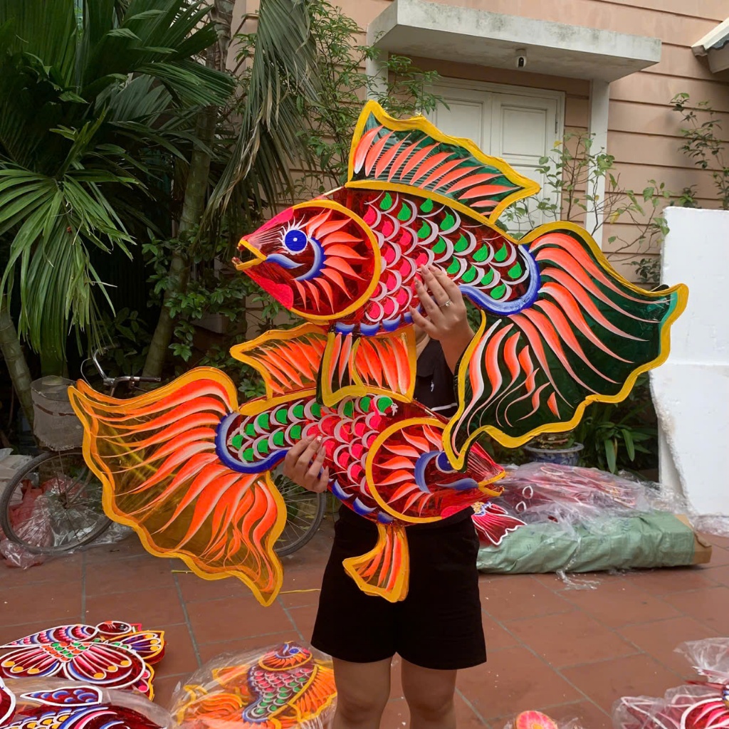 Đèn lồng cá chép giấy kính cỡ lớn 1met 60cm  trang trí trung thu truyền thống đẹp