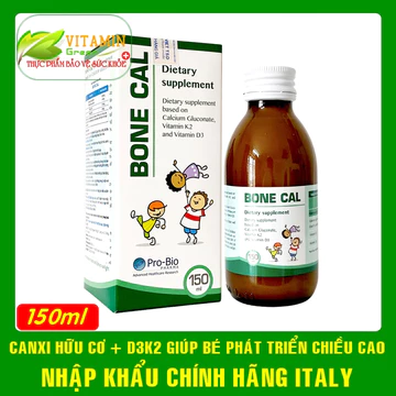 CANXI HỮU CƠ CHO BÉ BONE CAL BỔ SUNG CANXI VITAMIN D3-K2 GIÚP PHÁT TRIỂU CHIỀU CAO TỐI ƯU | NHẬP KHẨU CHÍNH HÃNG ITALY