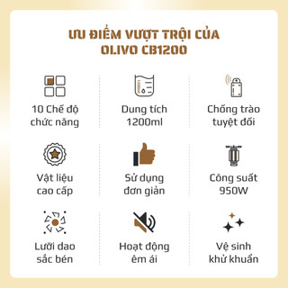 [1.2L] Máy Làm Sữa Hạt Mini OLIVO CB1200 – 10 Chức Năng, Xay Nấu Đa Năng, Chống Trào, Inox Cường Lực