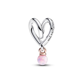 Charm Bạc Pandora Trái Tim Đính Đá Hồng Chữ Mum