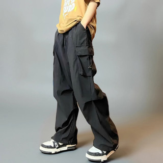 Quần túi hộp nữ ống rộng vải kaki có dây rút màu đen, rêu, trắng form rộng oversize bigsize k1