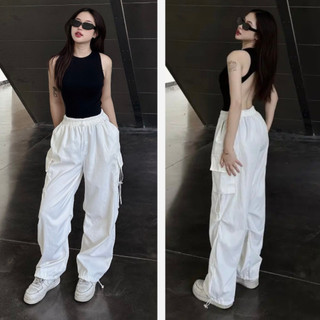 Quần Túi Hộp nam, nữ chất Kaki Có Dây Rút vải mịn, Quần dài kaki suông ống rộng Unisex K1