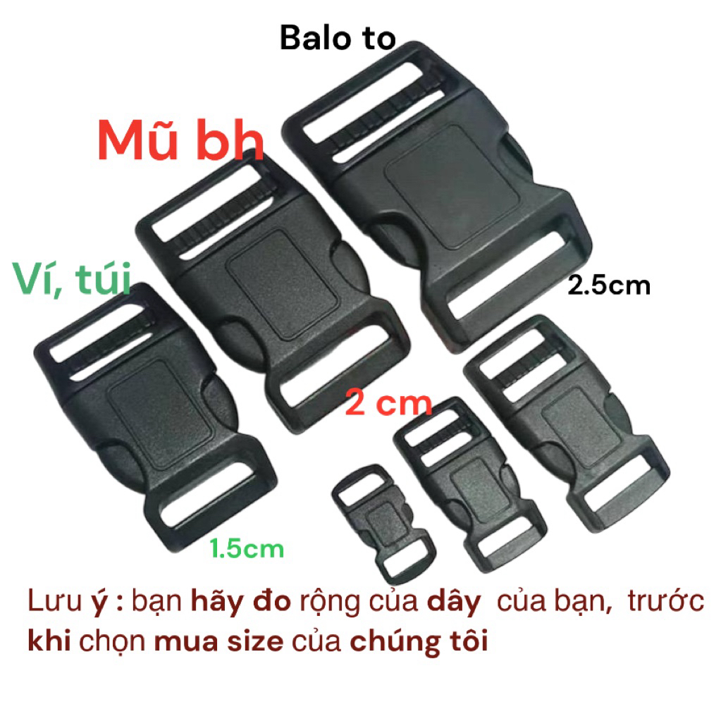 Sỉ 10 Bộ khoá 1.5cm,2.0cm,2.5cm thay thế chốt cài mũ nón bảo hiểm xe máy dễ dàng  cho trẻ em, người lớn( hàng nhập khẩu)