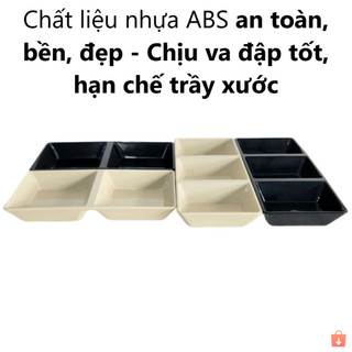 Combo 10 đĩa chấm vuông 1, 2, 3 ngăn chén nhựa đựng nước chấm sốt Việt Nhật ms: 1219, 1220, 1221