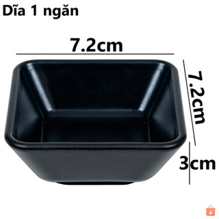 Combo 10 đĩa chấm vuông 1, 2, 3 ngăn chén nhựa đựng nước chấm sốt Việt Nhật ms: 1219, 1220, 1221
