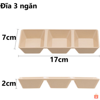 Combo 10 đĩa chấm vuông 1, 2, 3 ngăn chén nhựa đựng nước chấm sốt Việt Nhật ms: 1219, 1220, 1221