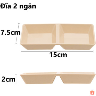 Combo 10 đĩa chấm vuông 1, 2, 3 ngăn chén nhựa đựng nước chấm sốt Việt Nhật ms: 1219, 1220, 1221