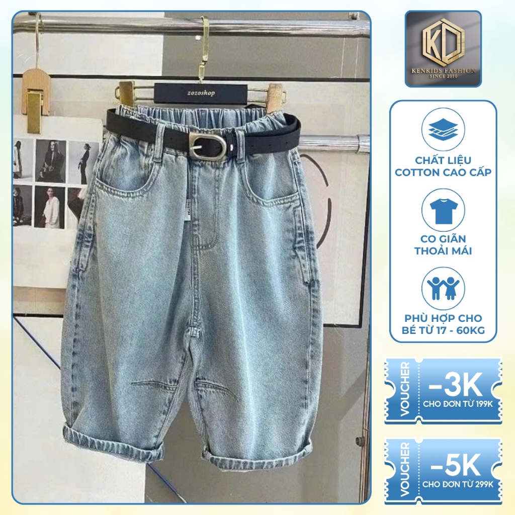Quần Jean Ngố, Quần Bò Cho Bé Trai 17-60kg Số 6, Vải Jean Dày Dặn Cao Cấp [KQ07]