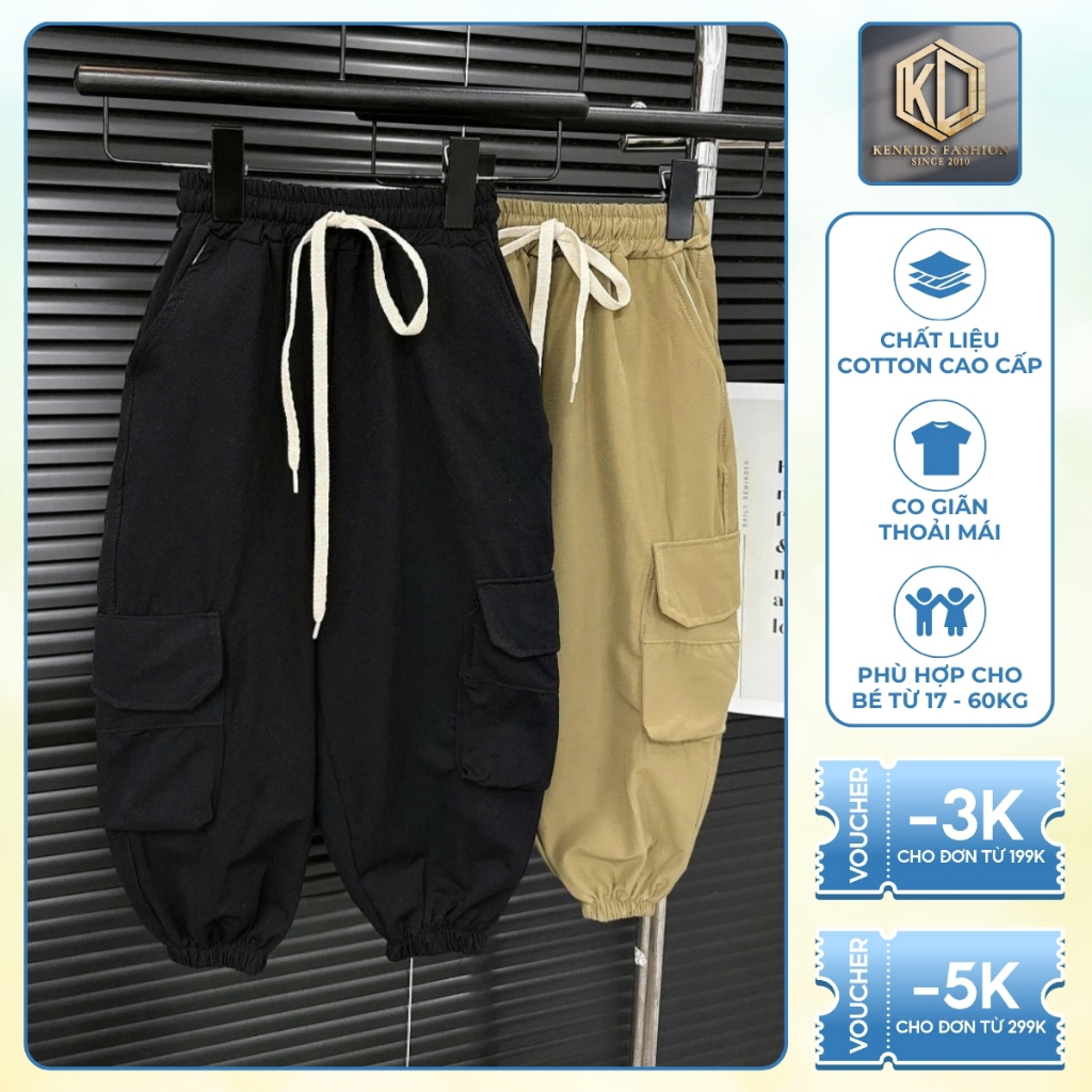 Quần Kaki DÀI Jogger Cho Bé Trai 17-50kg, Chất Vải Kaki Mềm CO GIÃN [KQ04]