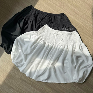 SORA TOP | Áo trễ vai nhún cổ đính nơ tay bồng phong cách Hàn Quốc, dễ mặc | ByMintt