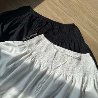SORA TOP | Áo trễ vai nhún cổ đính nơ tay bồng phong cách Hàn Quốc, dễ mặc | ByMintt