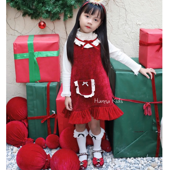 Váy Gile Đỏ Dễ Thương Cho Bé Gái Liena'S Closet