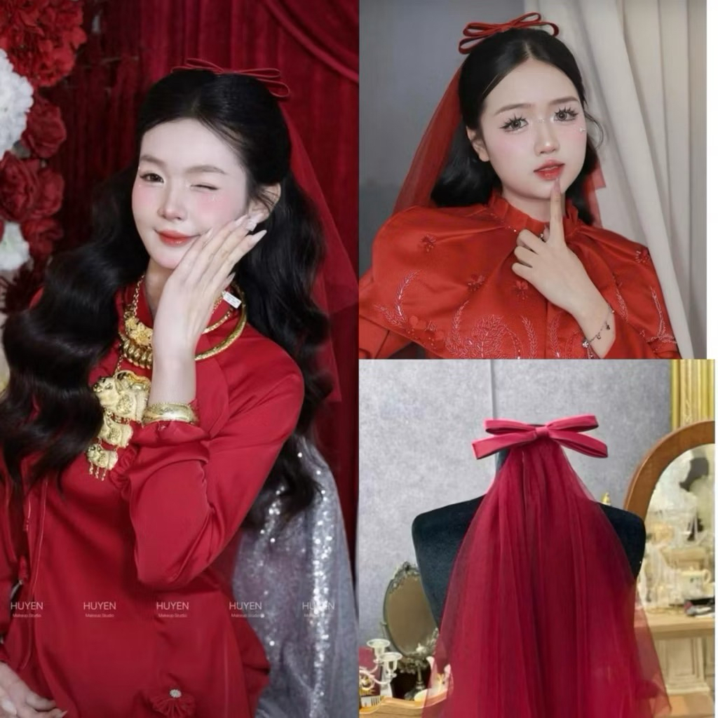 🎀🎀🎀Voan cô dâu đính nơ xinh-TB939|PHUKIENCUOIYENLINH