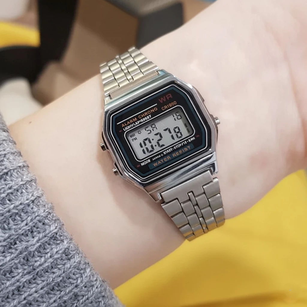 Đồng hồ điện tử unisex A159 dây thép thể thao