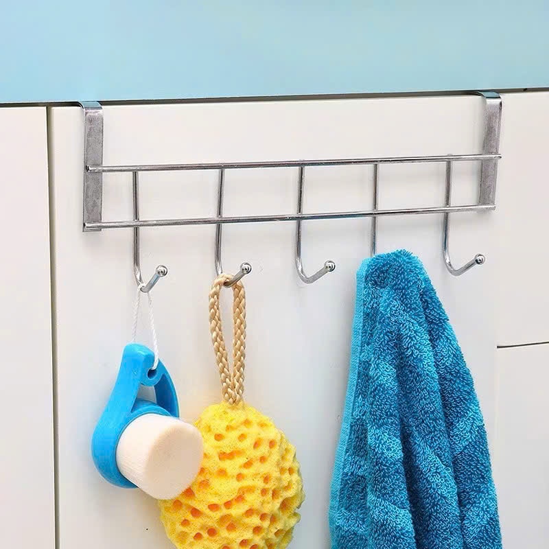 Thanh inox 5 móc treo cửa tủ đa năng tiết kiệm diện tích