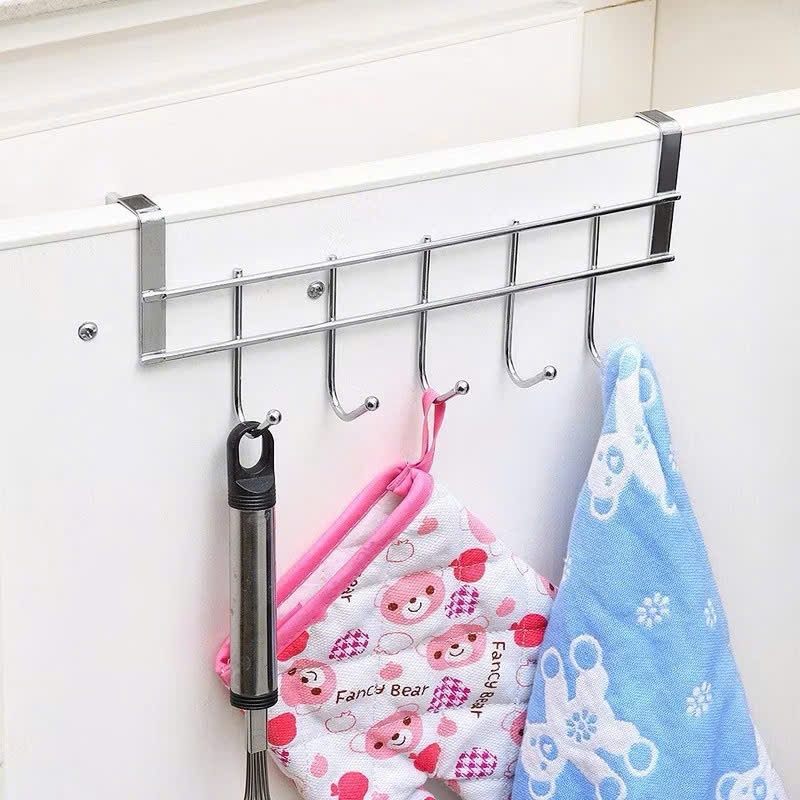 Thanh inox 5 móc treo cửa tủ đa năng tiết kiệm diện tích