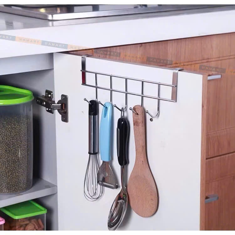 Thanh inox 5 móc treo cửa tủ đa năng tiết kiệm diện tích