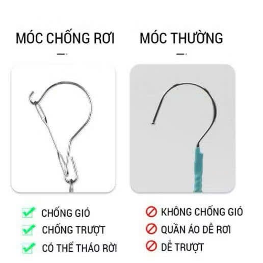 Móc Trùm Tròn Inox 24 Kẹp Phơi Quần Áo Khăn Vớ, Phơi Đồ Cho Bé