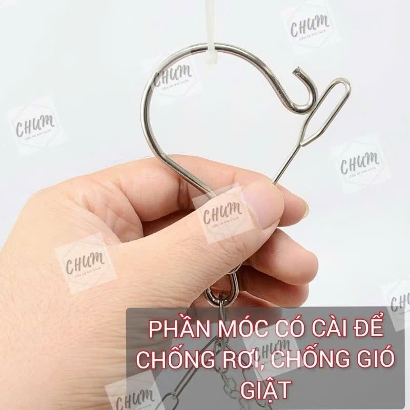 Móc Trùm Tròn Inox 24 Kẹp Phơi Quần Áo Khăn Vớ, Phơi Đồ Cho Bé