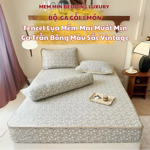 Bộ ga gối lụa tencel trần bông mát mịn MemMinbedding Luxury màu sắc nhẹ nhàng sang trọng - (GG14)