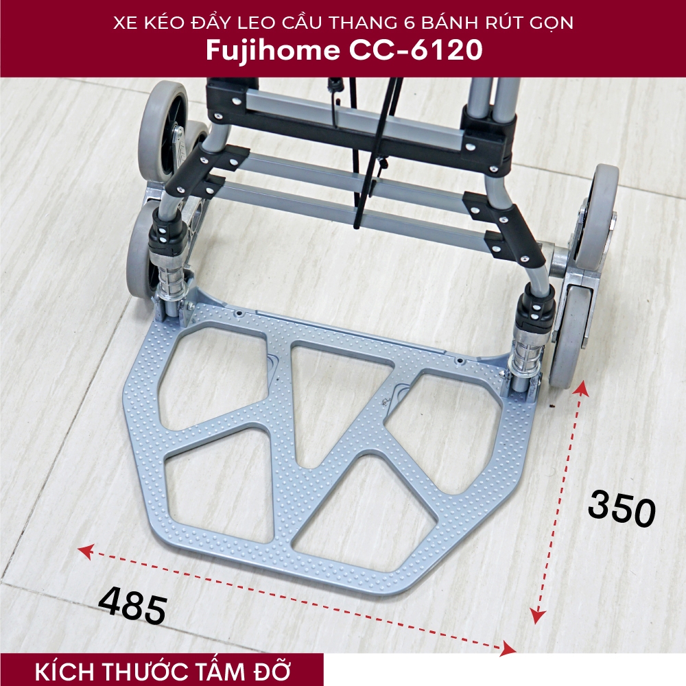 Xe đẩy hàng gấp gọn tay kéo linh hoạt CC-6120 FUJIHOME Nhập Khẩu, Xe kéo hàng tải trọng cao khung thép dày chở hàng nặng