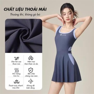Đồ bơi nữ liền thân dáng váy xòe cao cấp có quần trong co giãn 4 chiều khô nhanh đi biển VB15193Y