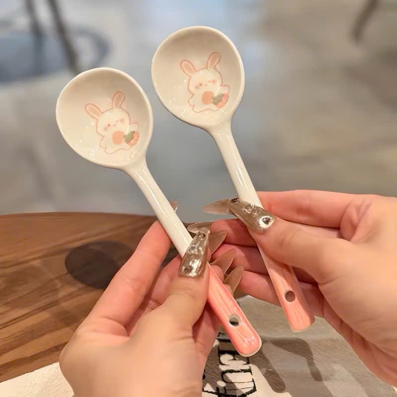 [Ngẫu Nhiên] Muỗng Sứ Hoạt Hình Dễ Thương, Muỗng Súp Muỗng Ăn Cho Bé