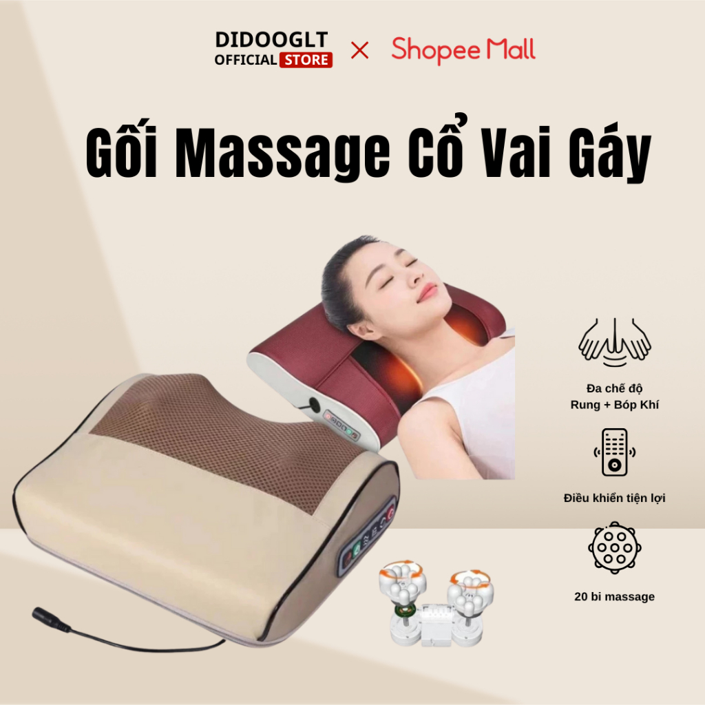 Gối massage cổ vai gáy DIDOOGLT máy massage hồng ngoại cao cấp hỗ trợ giảm đau mỏi vai gáy - 1