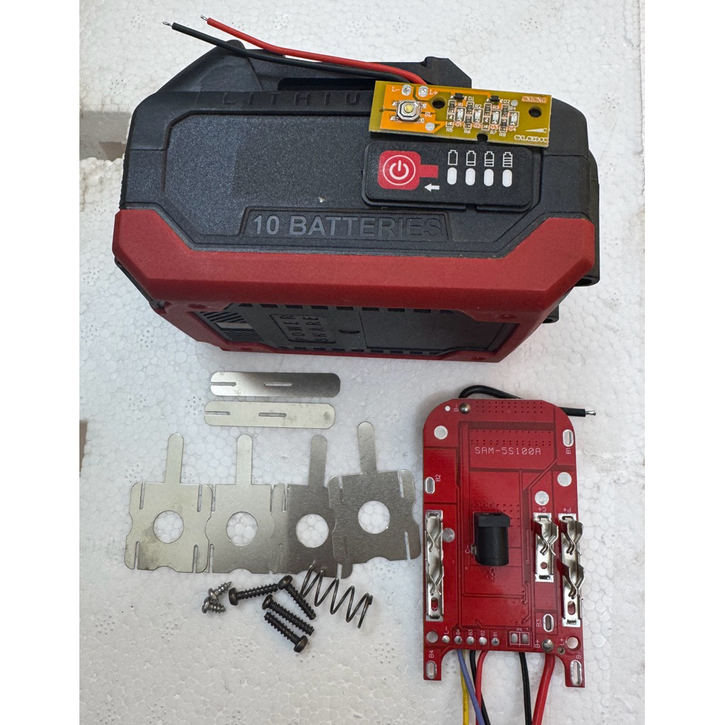 bộ vỏ pin 10cell 20cell (vỏ không có tem) 21v chân makita kèm báo pin ...